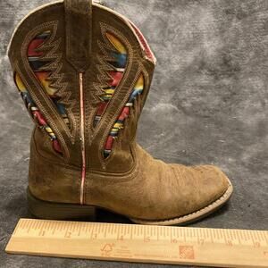Ariat Quickdraw VentTEK Western Boot Distressed Brown Serape Kids Little Girl 13
